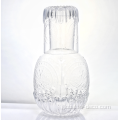 China Stocked embossed glass Bedside Water Carafe Set Supplier